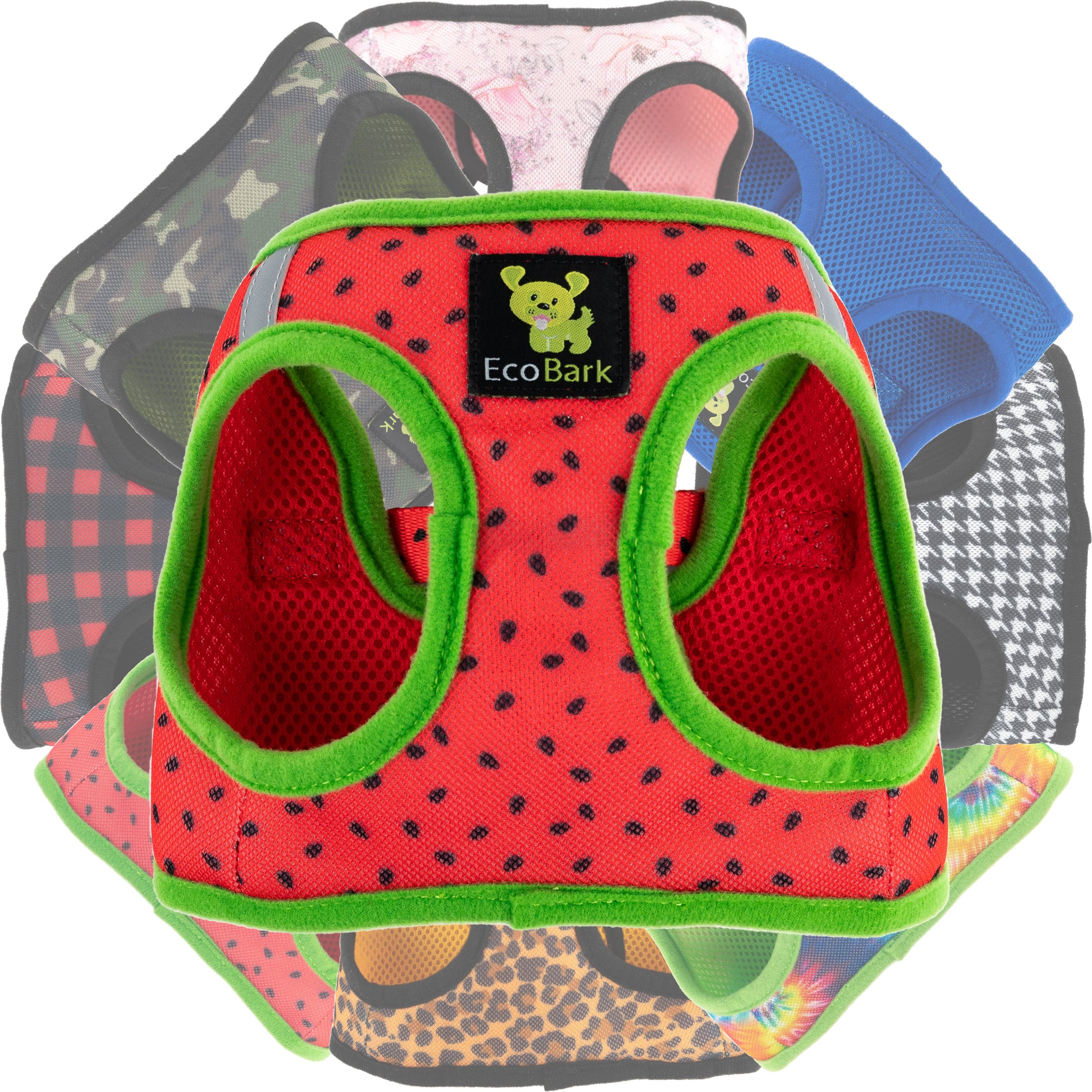 EcoBark Step In Dog Harness - XXXS to Small Breeds- Reflective Soft Mesh Harness for Teacup, Small Dogs and Puppies / Watermelon