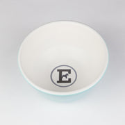 Blue and white ceramic dog bowl