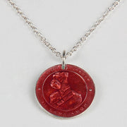 Sterling silver necklace with coin and red enamel