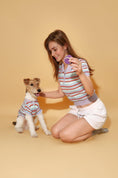 Load image into Gallery viewer, Pet & Me Spring Summer Lavender Crochet Short Sleeve Polo Shirt 
