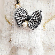 Luxury Chanel-Inspired Tweed Dress with Bling Bow Purse