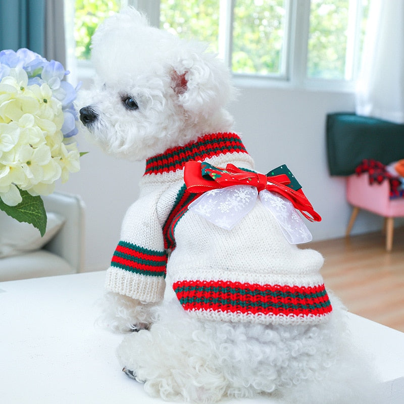 Christmas Bow Dog Sweater - Southlake Paws