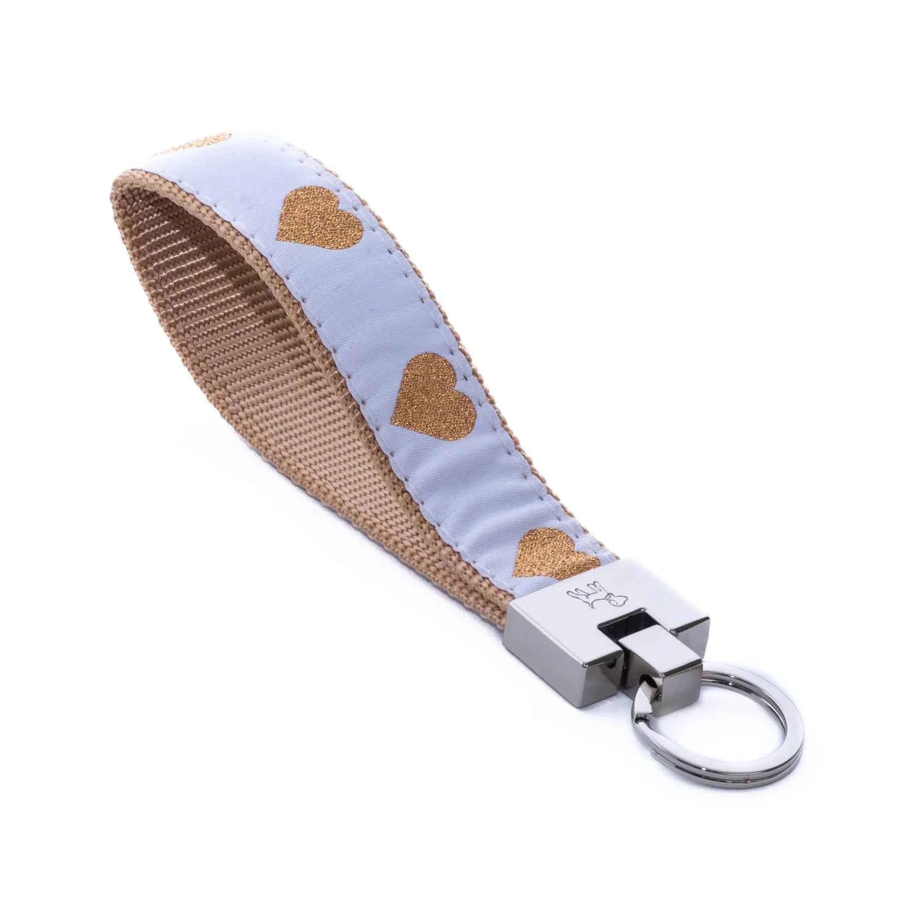 Up Country White Heart of Gold Cast Brass Key Ring