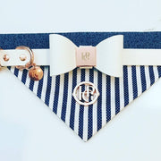Leather Bow Collar - Snow Drop/ Rose Gold