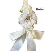 White Silk Flowers Wedding Dog Collar - Handmade