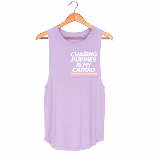Chasing Puppies Is My Cardio Relaxed Women’s Tank | Gift for Dog Lovers