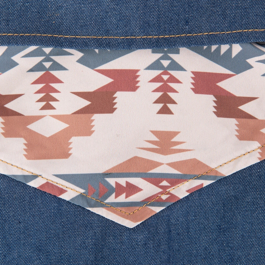 Wrangler® Pattern Yoke Denim Shirt – Medium Blue