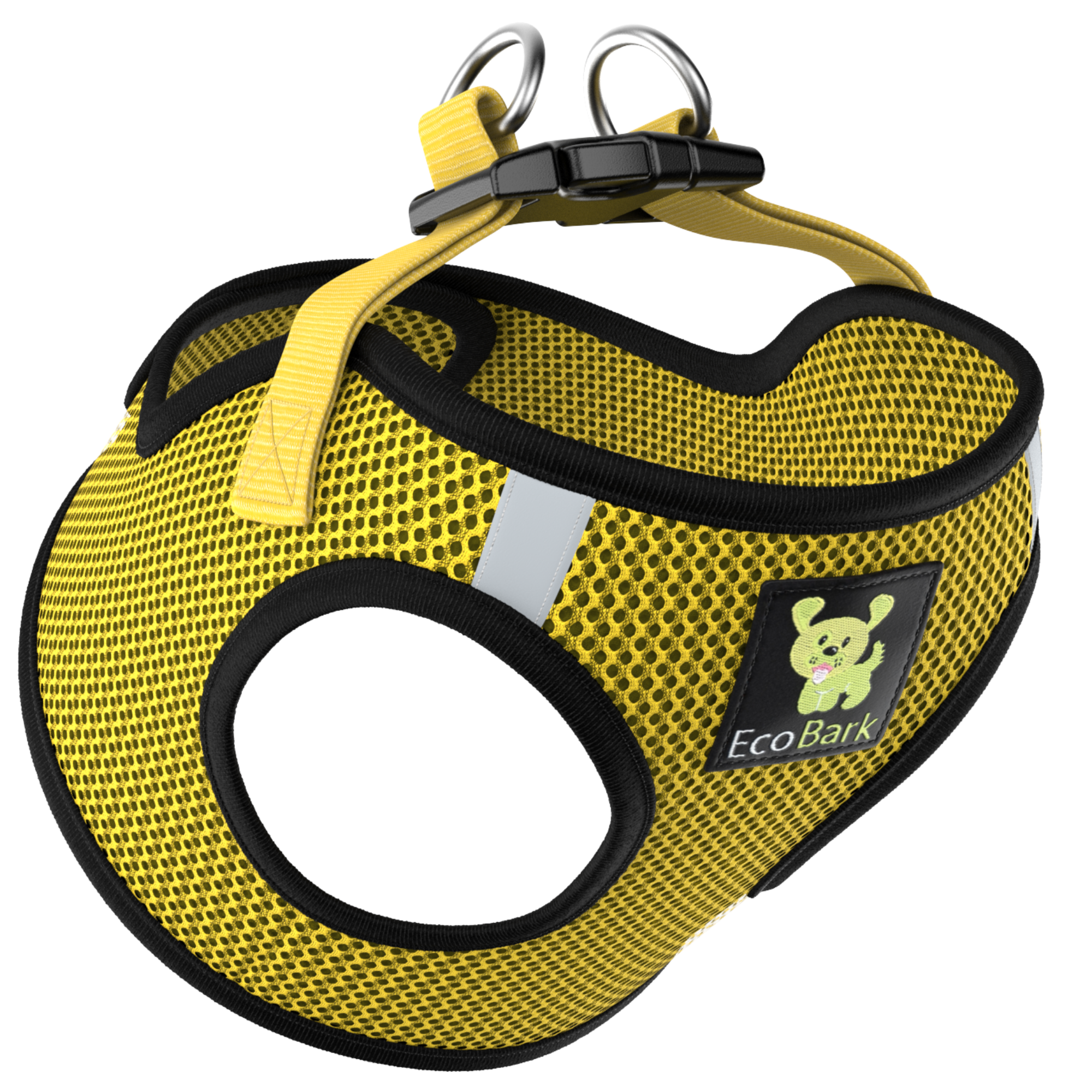 EcoBark Step In Dog Harness - XXXS to Small Breeds- Reflective Soft Mesh Harness for Teacup, Small Dogs and Puppies / Yellow Sport