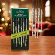 Kurt Adler 5.25-Inch Glass Glow-in-the-Dark Icicle Ornament Set of 24