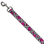 Dog Leash - Checker & Stars Black/White/Pink