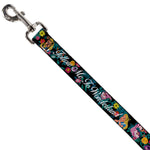 Dog Leash - Alice/Cheshire Cat/Flowers Poses2/FOLLOW ME TO WONDERLAND Black/Multi Color/White