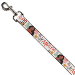 Dog Leash - Moana with Pua and Hei Hei Sail Pose with Script and Flowers Beige/Orange