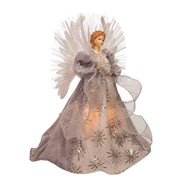 Kurt Adler 16-Inch Fiber Optic White, Silver, and Gray Angel Tree Topper