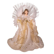 Kurt Adler 16-Inch Fiber Optic LED Gold and White Angel Tree Topper
