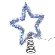 Kurt Adler 12.2-Inch Tinsel Star Tree Topper with Cool White LED Lights