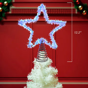 Kurt Adler 12.2-Inch Tinsel Star Tree Topper with Cool White LED Lights