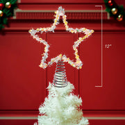 Kurt Adler 12.2-Inch Tinsel Star Tree Topper with Warm White LED Lights