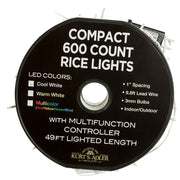 Kurt Adler 600-Light 49.2-Foot Cool White LED White Wire Rice Light Set
