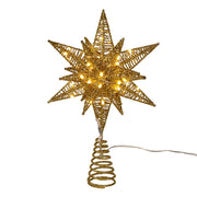 Kurt Adler 11-Inch Pre-Lit Twinkling LED 60-Light Gold Starburst Tree Topper