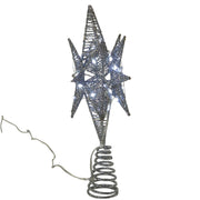 Kurt Adler 11-Inch Pre-Lit Twinkling LED 60-Light Silver Starburst Tree Topper