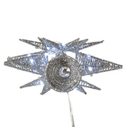 Kurt Adler 11-Inch Pre-Lit Twinkling LED 60-Light Silver Starburst Tree Topper