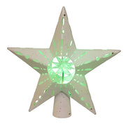 Kurt Adler 12.2-Inch Pre-lit White Glitter Iridescent Star Tree Topper