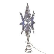 Kurt Adler 15-Inch 80-Light Cool White Micro LED Silver Starburst Tree Topper