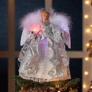 Kurt Adler 12-Inch CUL Fiber Optic LED Silver Angel Tree Topper