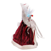 Kurt Adler 12-Inch White, Silver and Burgundy Angel Tree Topper with Fiberoptic LED Lights