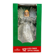 Kurt Adler 12-Inch UL 30-Light Fairy LED Fiber Optic Silver Angel Tree Topper