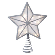 Kurt Adler enchanting 11.5-Inch UL 20-Light Warm White Fairy LED Silver Glitter 5-Point Star Tree Topper