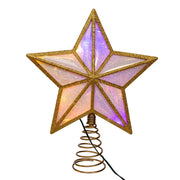 Kurt Adler 11.5-Inch UL 20-Light Multicolor Fairy Twinkle LED Gold Glitter 5-Point Star Tree Topper
