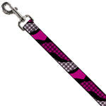 Dog Leash - Buffalo Plaid Abstract White/Black/Fuchsia