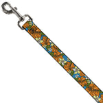 Dog Leash - Hibiscus Collage Blue/Orange/Yellow