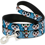 Dog Leash - Cute Penguins Blue Bubbles