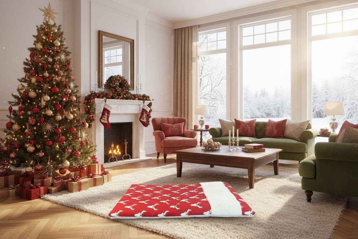 Bowsers Alpine Antlers Red Dog Mattress - Supportive Crate and Travel Cushioning