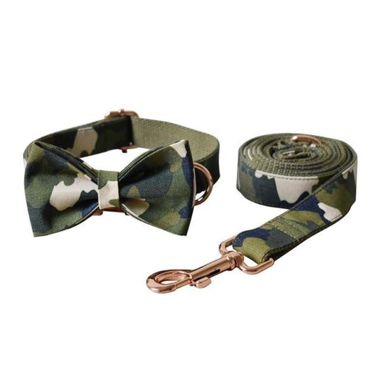 Army Chic Camouflage Bow Tie Dog Collar & Leash Set | Personalized Free - Southlake Paws