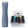 Load image into Gallery viewer, Andis Emerge Clipper Blue with #30W Blade and 8Pc Wide Comb Attachment Bundle
