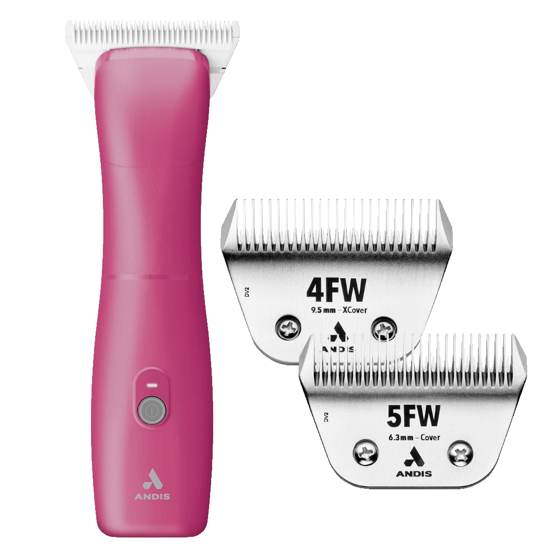 Andis Emerge Pink Clipper #30W and with 4FW and 5FW Blades