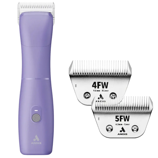 Andis Emerge Purple Clipper with 4FW and 5FW Blades
