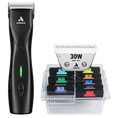 Load image into Gallery viewer, Andis Pulse ZR II Black Clipper with #30W Blade and 8Pc Wide Comb Attachment Bundle
