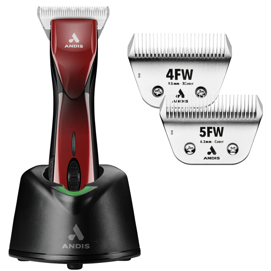 Andis Pulse ZR II Red Clipper #30W and with 4FW and 5FW Blades
