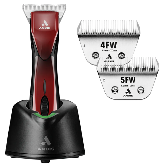 Andis Pulse ZR II Red Clipper #30W and with 4FW and 5FW Blades