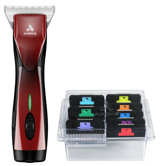 Andis Pulse ZR II Red Clipper with #30W Blade and 8Pc Wide Comb Attachment Bundle