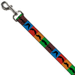 Dog Leash - Mustaches Multi Color Blocks/Black