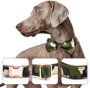 Army Chic Camouflage Bow Tie Dog Collar & Leash Set | Personalized Free