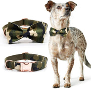 Army Chic Camouflage Bow Tie Dog Collar & Leash Set | Personalized Free