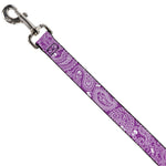 Dog Leash - Bandana/Skulls Purple/White