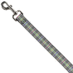 Dog Leash - Plaid Gray/Multi Neon