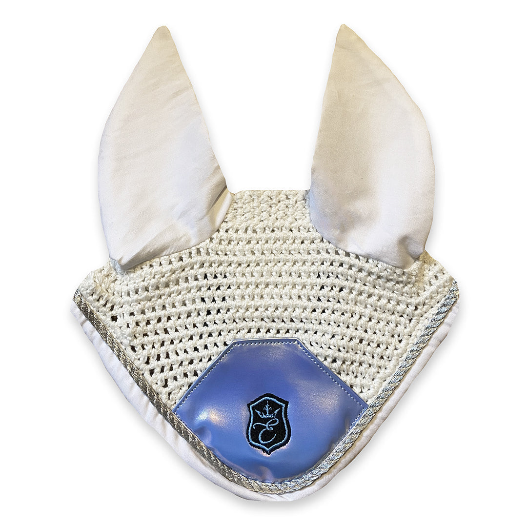 Southlake Paws Azurine Fly Hat featuring a white mesh design with large ears and a blue logo patch.